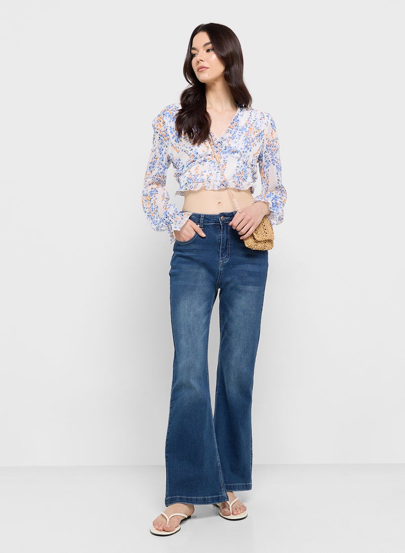 Ginger V Neck Floral Blouse - Image 4