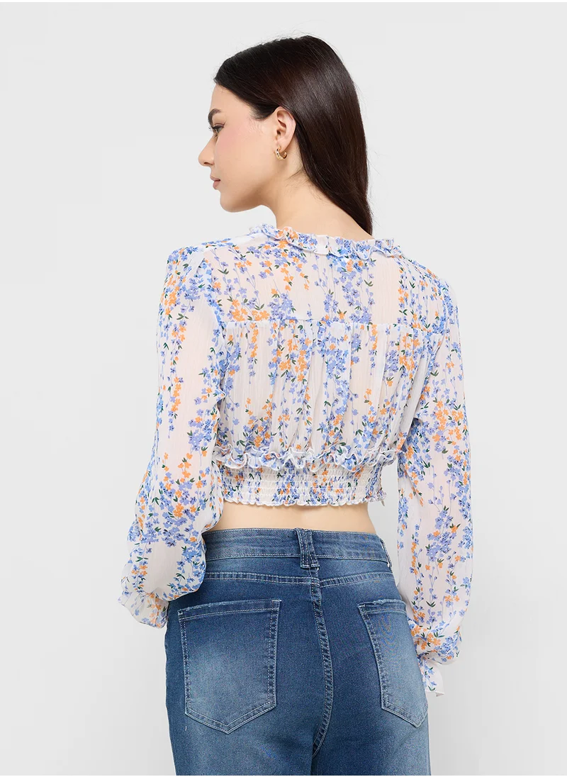 Ginger V Neck Floral Blouse