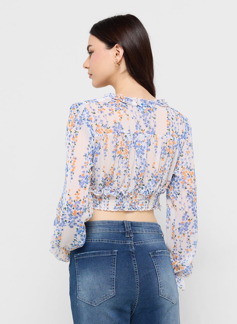 Ginger V Neck Floral Blouse - Image 2
