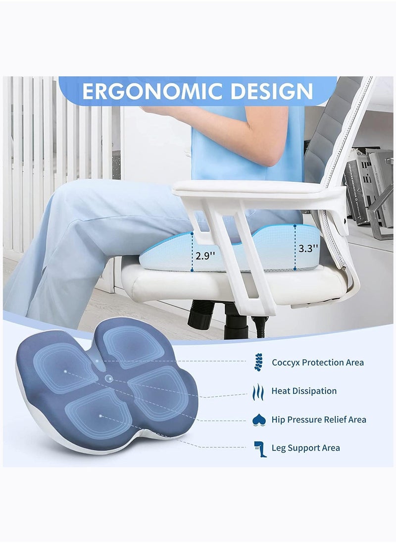 Arabest Memory Foam Seat Cushion Car Seat Cushion Office Chair Seat Cushion for for Relief Tailbone and Hip Tire, Pressure Relief on the Coccyx for Office Chair, Car Seat and Wheelchair(bule) - Image 2
