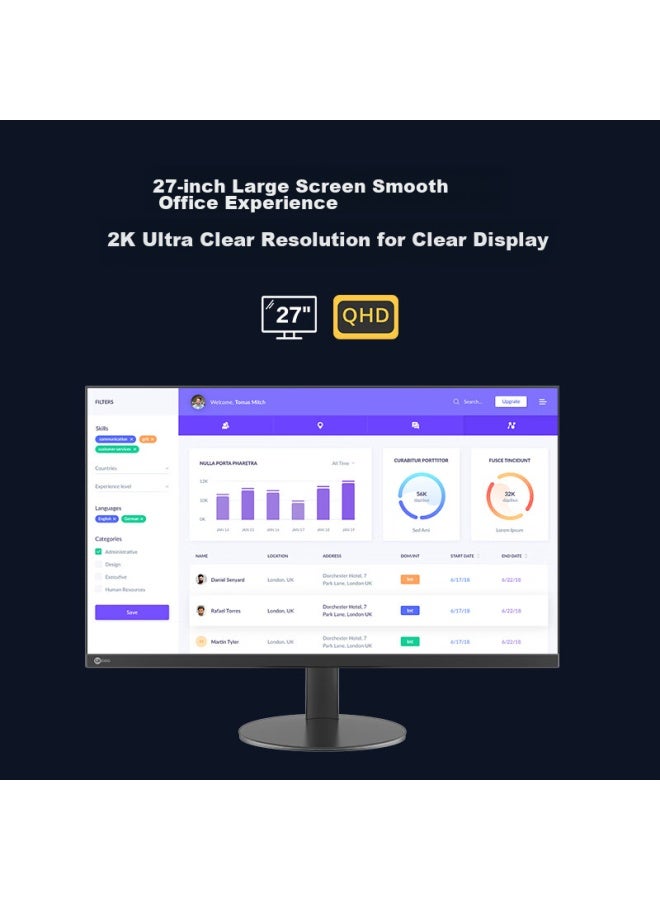 Lecoo 27-inch 2k 100hz Ips 8bit Wide Color Gamut Thin Bezel Low Blue Light Flicker-free Wall-mounted Computer Monitor M2727q-r - Image 2
