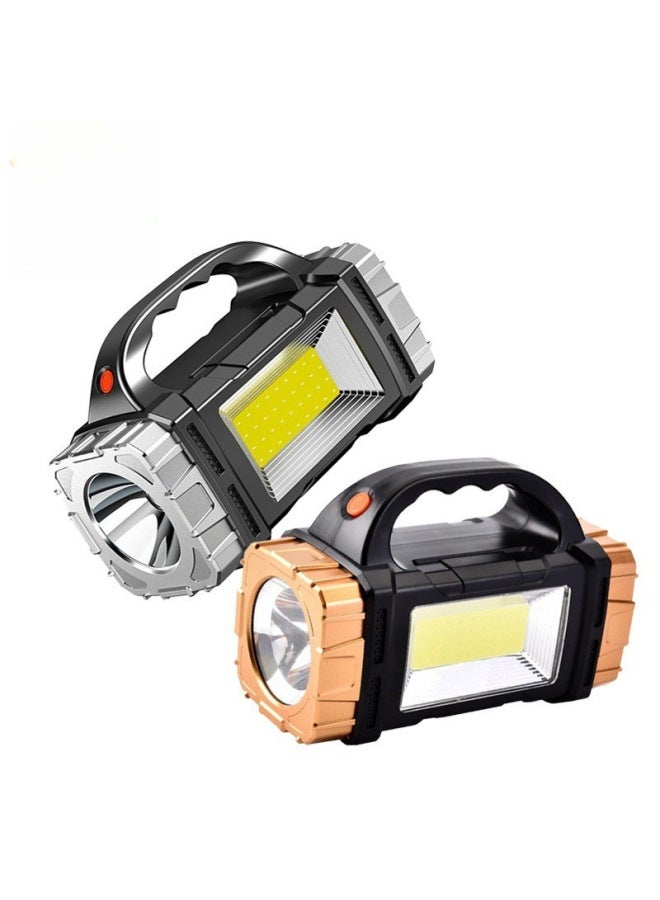Flashlight Multifunctional Portable Lamp Outdoor Solar Rechargeable LED Lighting Portable Portable Portable Lamp-Color:Golden Head (with Red And Blue Flash)  - Image 2