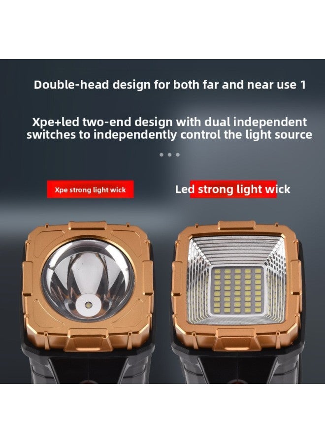 Flashlight Multifunctional Portable Lamp Outdoor Solar Rechargeable LED Lighting Portable Portable Portable Lamp-Color:Golden Head (with Red And Blue Flash)  - Image 1
