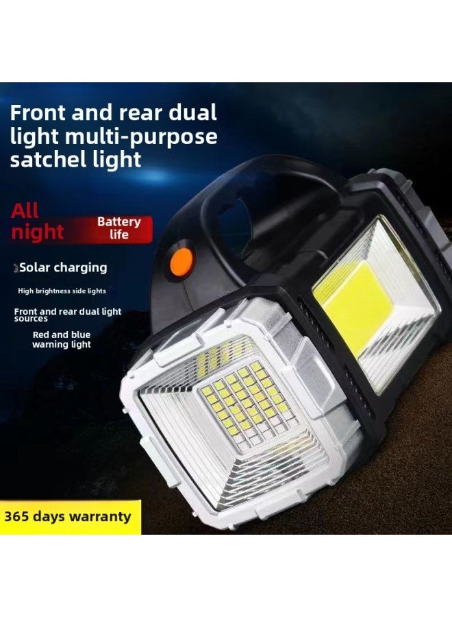 Flashlight Multifunctional Portable Lamp Outdoor Solar Rechargeable LED Lighting Portable Portable Portable Lamp-Color:Golden Head (with Red And Blue Flash)  - Image 4