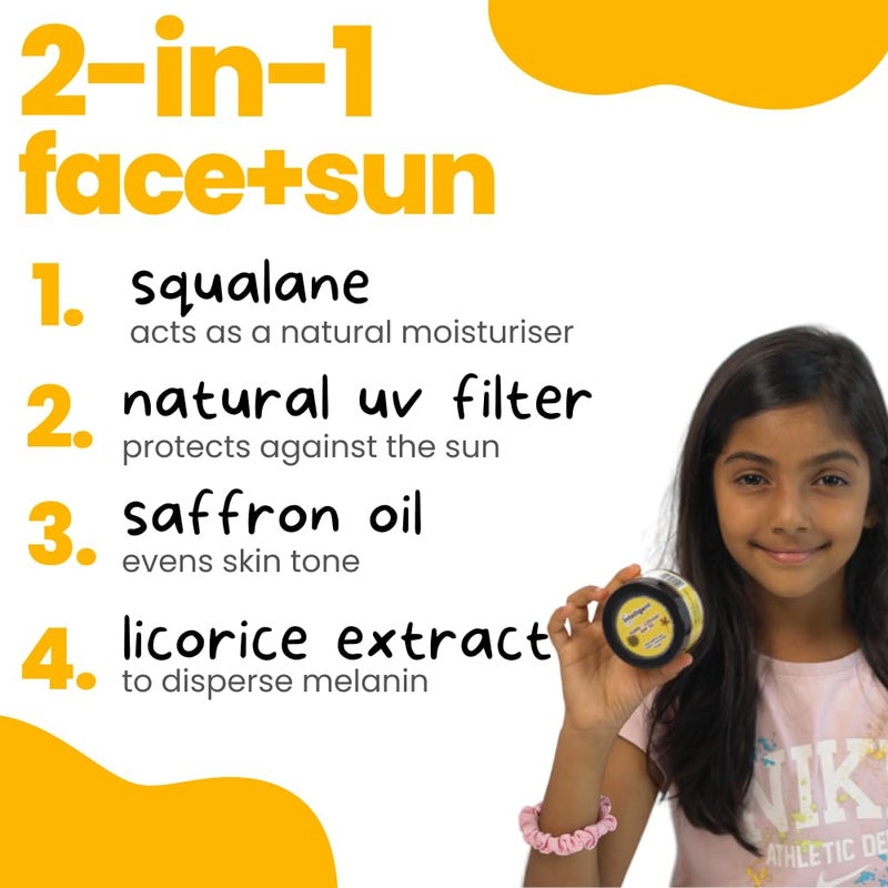 TuCo ® Kids 2 In 1 Face Cream + Sunscreen For All Skin Type SPF 50 With Saffron Oil | UVA/UVB PA++++ | Broad Spectrum | Benzophenone- 3 And Avobenzone Free | Ages 2-5, 5-10, 10-15 | 50Gm-Pack Of 2 | - Image 2
