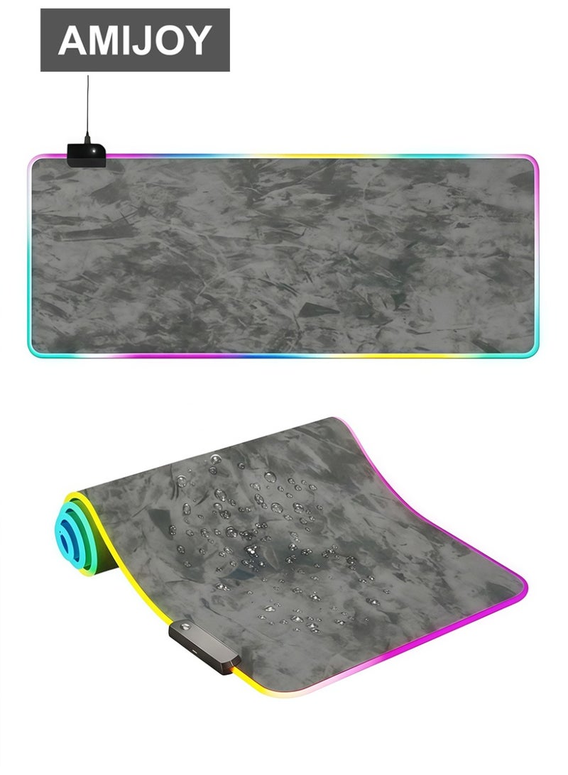AMIJOY RGB Large Desk Mouse Pad, 900 x 400 x 3mm, Waterproof Gaming Mouse Pad, Colorful LED Light Keyboard Mouse Mat, Extended XXL Non-Slip Desk Mat, Thick Rubber Desk Pad, Suitable for Gaming, Office, and Home Use - Image 1