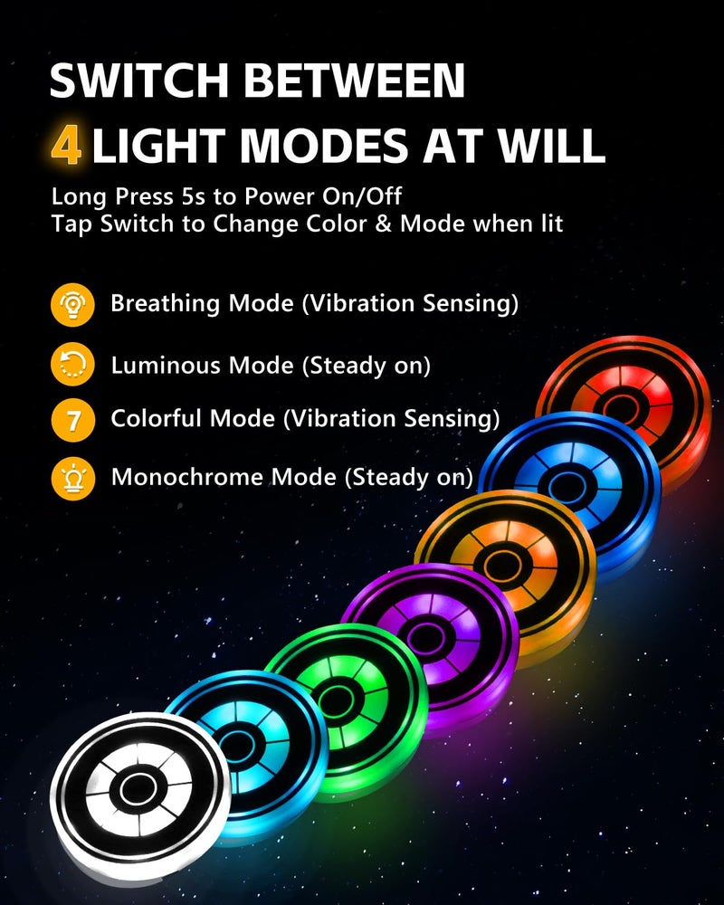 GSOWO 2PCS LED Car Cup Holder Lights, [7-Color & 21 Modes] Rechargeable Car Cup Holder Insert Coaster Lights with Vibration Sensor, Car Accessories for Interior Decoration - Image 2