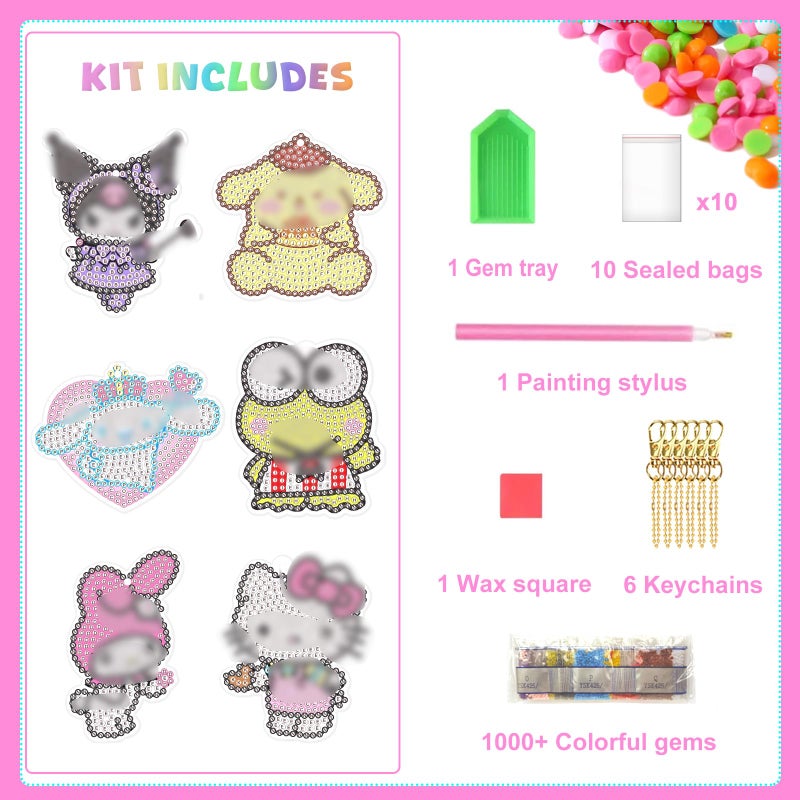 Nardoll Crafts for Girls - 6Pcs Make Your Own GEM Art Keychains - Arts and Crafts for Adults - Diamond Art Kits - 5D Dimond Art Paintings by Numbers - Art & Craft Gifts - Image 2