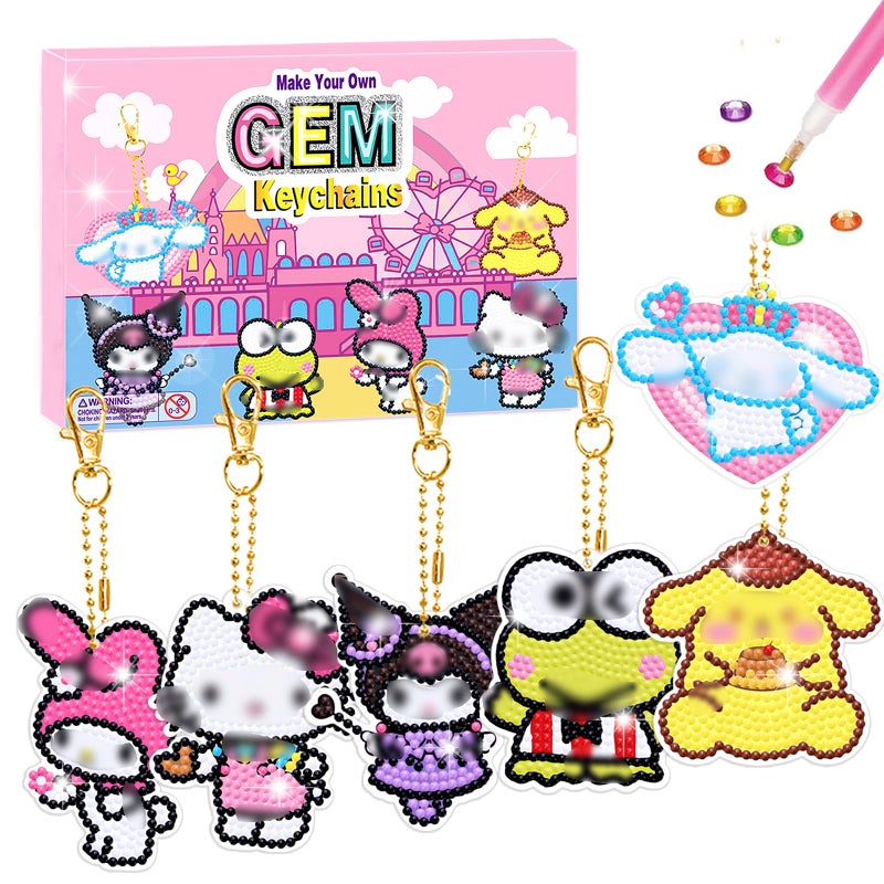 Nardoll Crafts for Girls - 6Pcs Make Your Own GEM Art Keychains - Arts and Crafts for Adults - Diamond Art Kits - 5D Dimond Art Paintings by Numbers - Art & Craft Gifts - Image 1