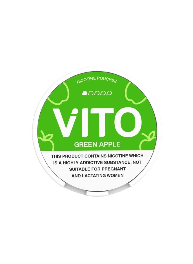 VITO Green Apple Nicotine Pouches 3mg | Fresh Green Apple Flavor | Tobacco-Free | 5 Cans, 20 Pouches Per Can - Image 3
