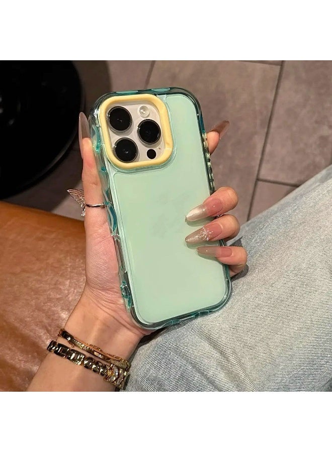 NIBEMINENT Bubble Jelly Protective TPU Case Cover For iPhone 15 Pro, Green Shell Yellow Frame