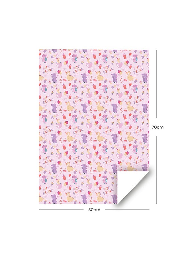 Share the Love Dino, Pink Wrapping paper (Pack of 4)  - Image 2