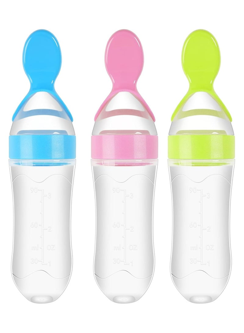 أوزيغالور مغذي طعام الأطفال، 3 عبوات ملاعق إطعام للأطفال، 3 عبوات ملاعق إطعام للأطفال، مستلزمات إطعام الأطفال من السيليكون، 3 أوقية ملعقة توزيع طعام للأولاد والبنات والأطفال الصغار - Image 1