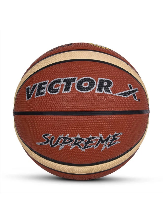 Vector X Supreme Basketball With 14 Panels Rubberised Bladder Match Professional Ball Brick Colour Size 7