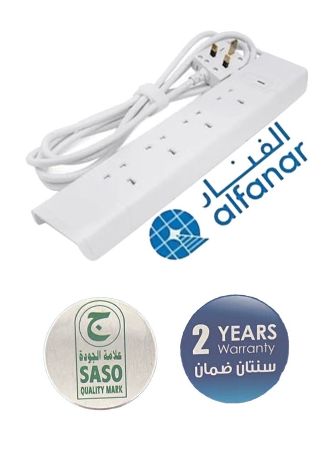 الفنار وصلة تمديد كهربائية من الفنار 13 أمبير، 4 مقابس، 3 أمتار، مع حماية من الحمل الزائد لمزيد من الأمان - Image 3