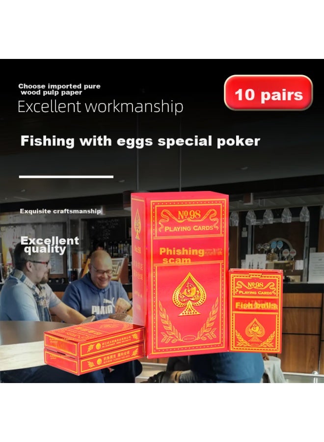 Fishing Fishing Guandan Specialized Playing Cards, High-quality Anti-peeping, 60x96cm Guandan Size, Tabletop Card Game, 10 Decks, Red No.98  - Image 1
