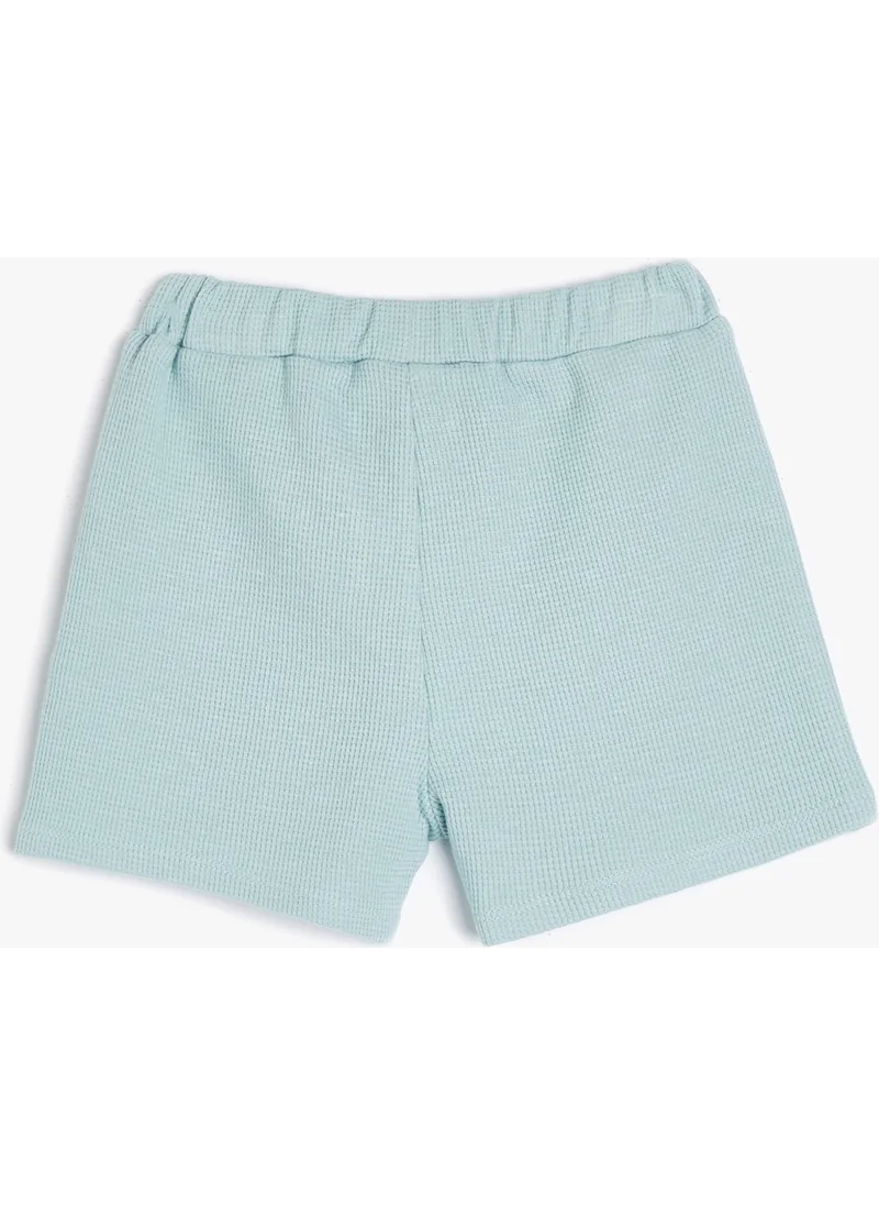 KOTON Basic Shorts Textured Cotton with Elastic Waist