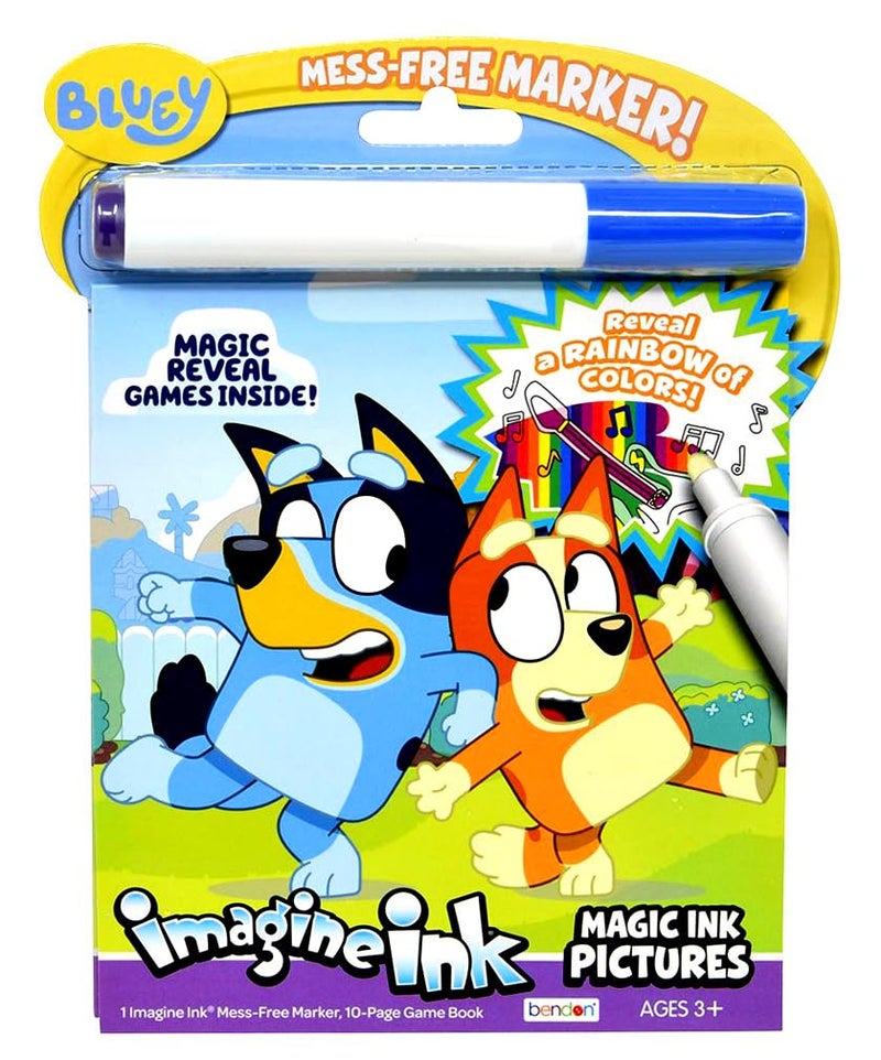 Bendon Bluey Magic Ink Coloring Book Set for Kids- Bundle with 2 Bluey Imagine Ink Coloring Books with Invisible Ink Pens, Stickers and More - Image 3