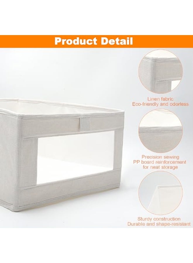 Aideli Wardrobe Clothes Organizer, Foldable Fabric Storage Box with Clear Window and Handle, Large Capacity Closet Storage Bin for Clothes, Jeans, Pants, Sweaters and Blankets (1 Pack) - Image 3