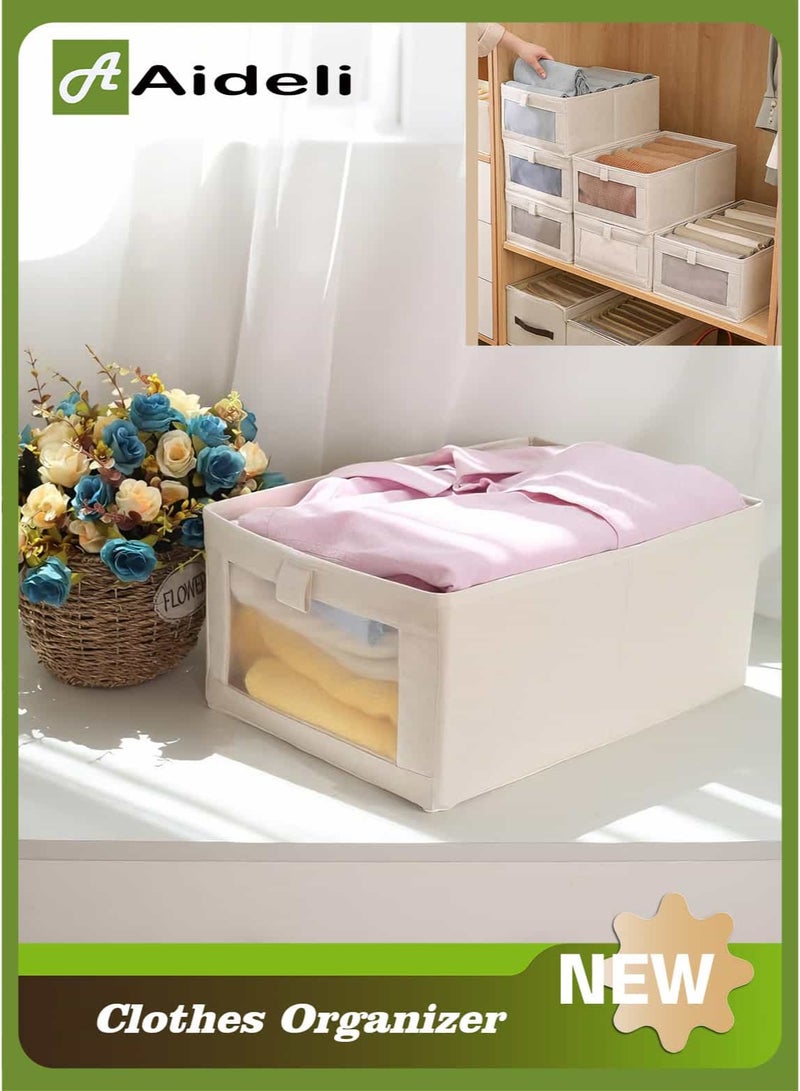 Aideli Wardrobe Clothes Organizer, Foldable Fabric Storage Box with Clear Window and Handle, Large Capacity Closet Storage Bin for Clothes, Jeans, Pants, Sweaters and Blankets (1 Pack) - Image 1
