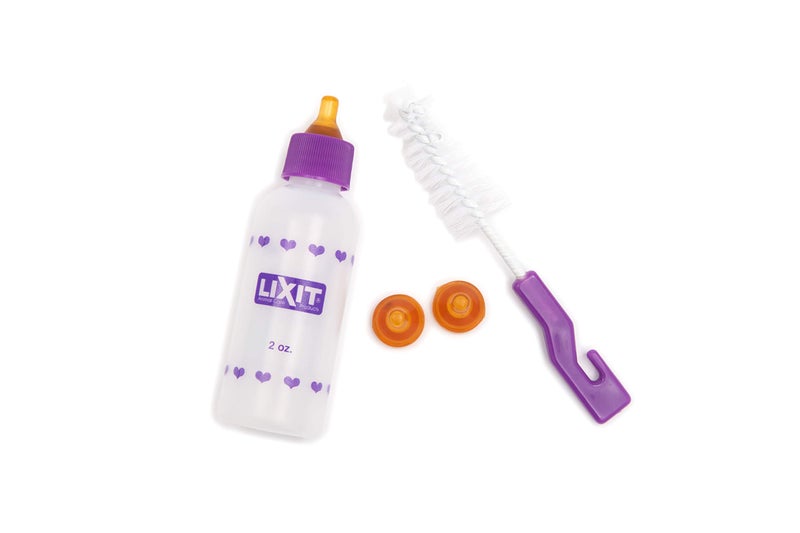 Lixit Nursing Bottle Kits for Puppies, Kittens, Guinea Pigs, Ferrets, Rabbits, Raccoons, Squirrels and Other Pets That Need Hand Feeding (2 Ounce (Pack of 1), Clear) - Image 1