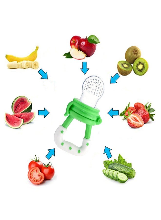 Joy Buzz Baby Feeding Product | Fruit Feeder Teether (1 Pcs) with 1 PCS Silicone Baby Food Dispensing Spoon 90ML and 3 Pcs Bib Set Combo Pack (Set of 5 Green) - Image 5