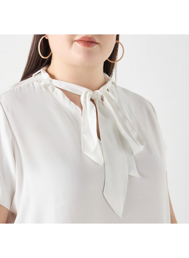 Ulla Popken Plus Size Ulla Popken Top with Tie-Up Detail  - Image 4