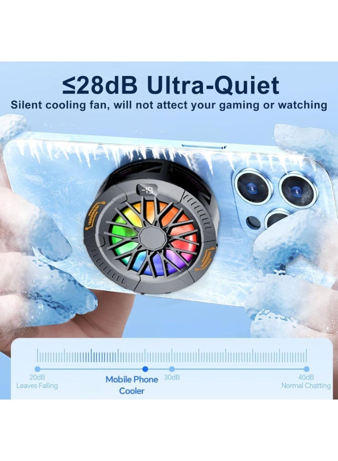 Phone Cooler, Magnetic Tablet Cooler for ipad/Surface Pro/Samsung Tablets,Three-Speed Adjustment with Temperature Display , for iOS/Android 4-6.7 Inch Phones, Black - Image 5
