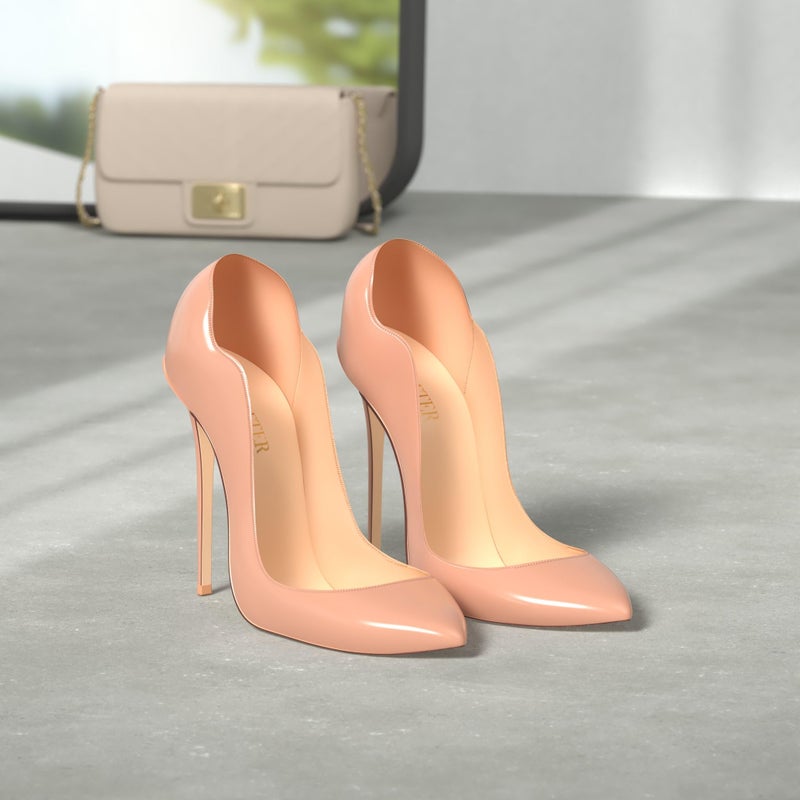 COLETER High Heels for Women, 4.72 inch/12cm Pointed Toe Dress Shoes Stiletto Heels Evening Party Pumps Natural 7 US - Image 3