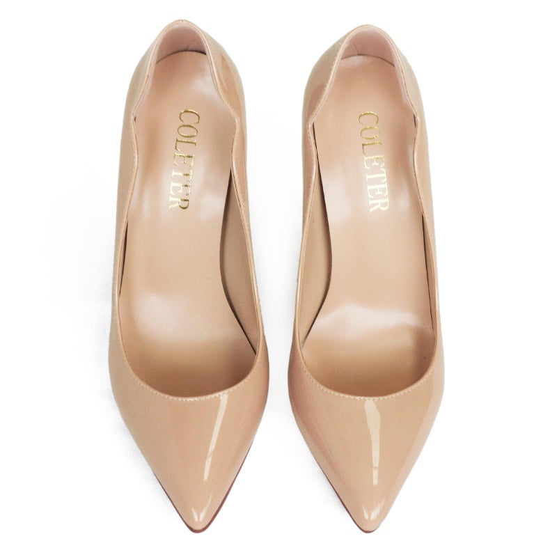 COLETER High Heels for Women, 4.72 inch/12cm Pointed Toe Dress Shoes Stiletto Heels Evening Party Pumps Natural 7 US - Image 5