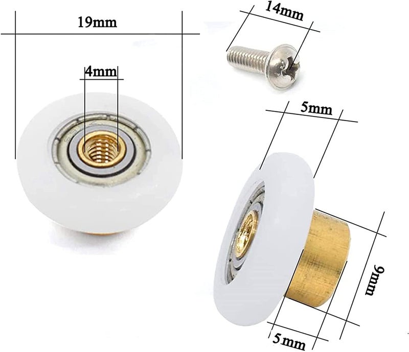 Clarmonde Shower Door Rollers Metal Alloy Wheels for The Bathroom Pan Glass Sliding Door Pulleys Replacement Parts Strong Load-Bearing Capacity Ultra-Quiet (Option A, Dia 19MM) - Image 2