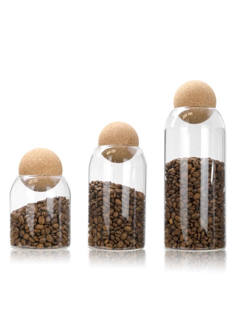 Coffee Beans Container Glass Bottle Set Of 3pcs