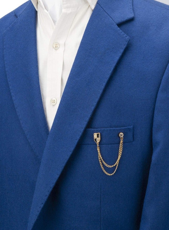 Knighthood Gold Shield with Black Enamel Stone Detailing Brooch Lapel Pin - Image 3