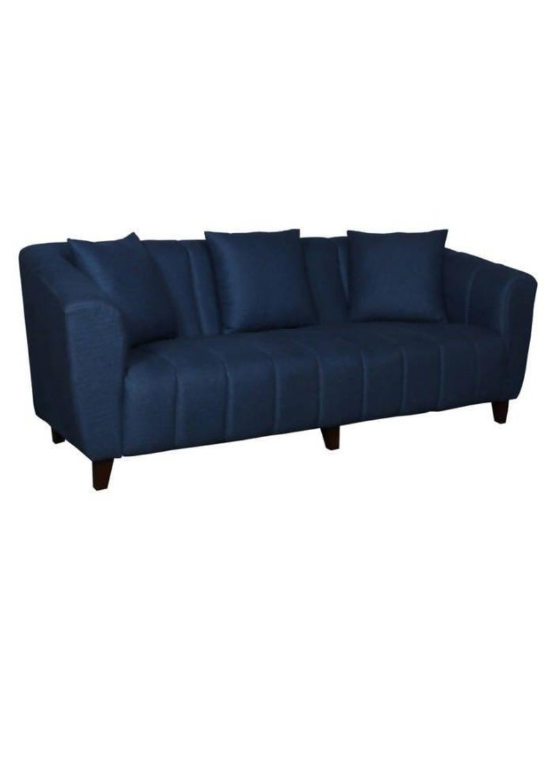 Wooden Twist Premium Rolled Arms 3 Seater Sofa ( Blue ) - Image 2