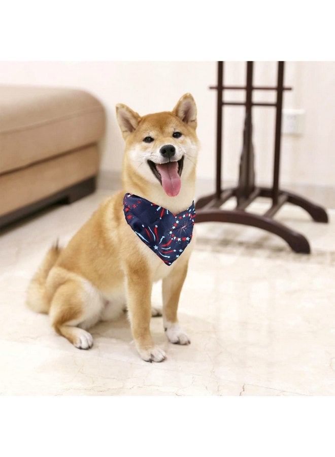 بيناري ايه بي سي وشاح الكلب من BinaryABC USA Flag Dog Bandana، وشاح الكلب من American Flags Dog Bandana، زينة الحيوانات الأليفة في يوم الاستقلال الأمريكي الرابع من يوليو (الألعاب النارية) - Image 2