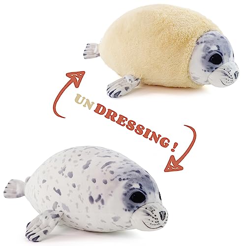 Furvana Chubby Blob Young Seal Pillow Soft Plushies Cute Ocean Stuffed Animals Plush Toy Room DecorThrow Pillow Doll Big Plush Toys Gift for GirlfriendBoys Girls Small12 in - Image 1