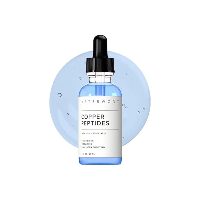 Asterwood Copper Peptides Serum for Face - with GHK-Cu Peptide and Hyaluronic Acid - Anti-Aging Facial Serum - 1 Fl Oz
