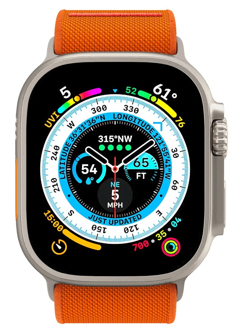 Spigen - Lite Fit Ultra Band Designed For Apple Watch 49mm Series 8/7 45mm Series SE2/6/SE/5/4 44mm and Series 3/2/1 42mm Nylon (Orange) - Image 1