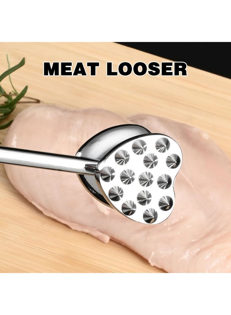 Suntown Multifunctional Stainless Steel Meat Tenderizing Hammer, Double-Sided Solid Model with Non-Slip Handle, Heart-Shaped Meat Tenderizer for Steak Chicken Pork - Image 4