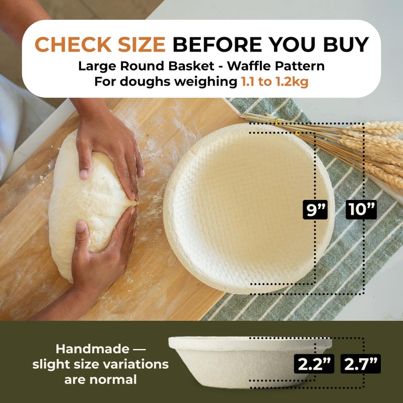 Bulka Large Round 9" 1kg Waffle Banneton Bread Proofing Basket Pressed Wood Pulp, Sourdough Proofing Basket - Non-Stick Brotform Sourdough Bread Baking Supplies, Made in Germany. - Image 4