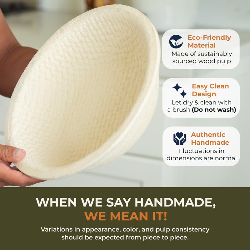 Bulka Large Round 9" 1kg Waffle Banneton Bread Proofing Basket Pressed Wood Pulp, Sourdough Proofing Basket - Non-Stick Brotform Sourdough Bread Baking Supplies, Made in Germany. - Image 5