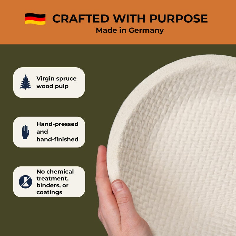 Bulka Large Round 9" 1kg Waffle Banneton Bread Proofing Basket Pressed Wood Pulp, Sourdough Proofing Basket - Non-Stick Brotform Sourdough Bread Baking Supplies, Made in Germany. - Image 2