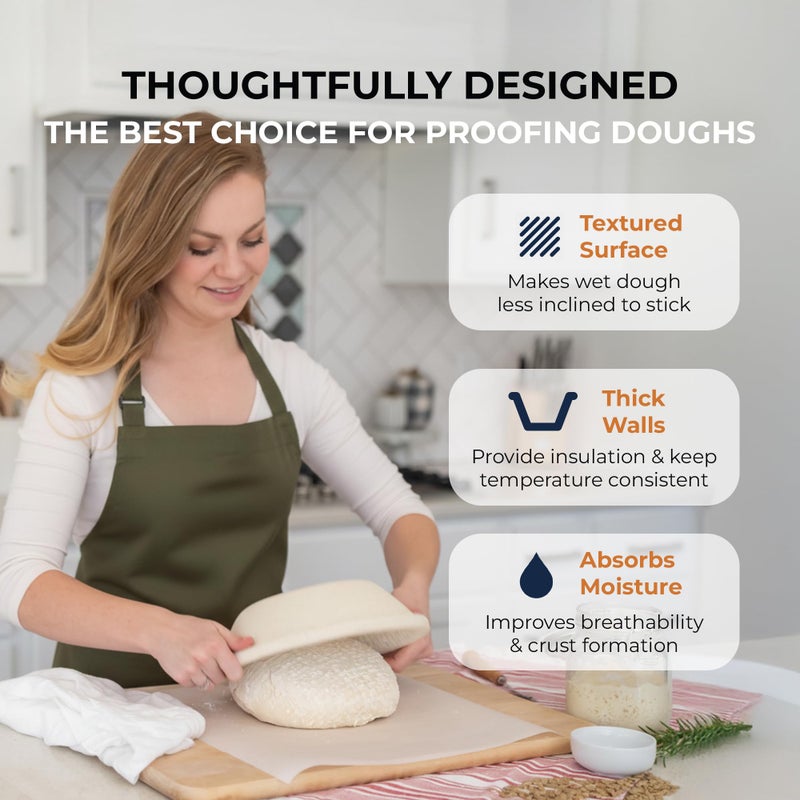 Bulka Large Round 9" 1kg Waffle Banneton Bread Proofing Basket Pressed Wood Pulp, Sourdough Proofing Basket - Non-Stick Brotform Sourdough Bread Baking Supplies, Made in Germany. - Image 3