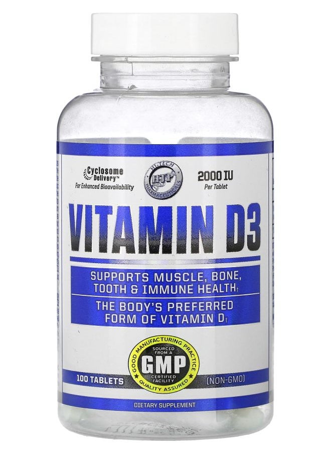 hi tech pharmaceuticals - Vitamin D3 2000 IU 100 Tablets - Image 1