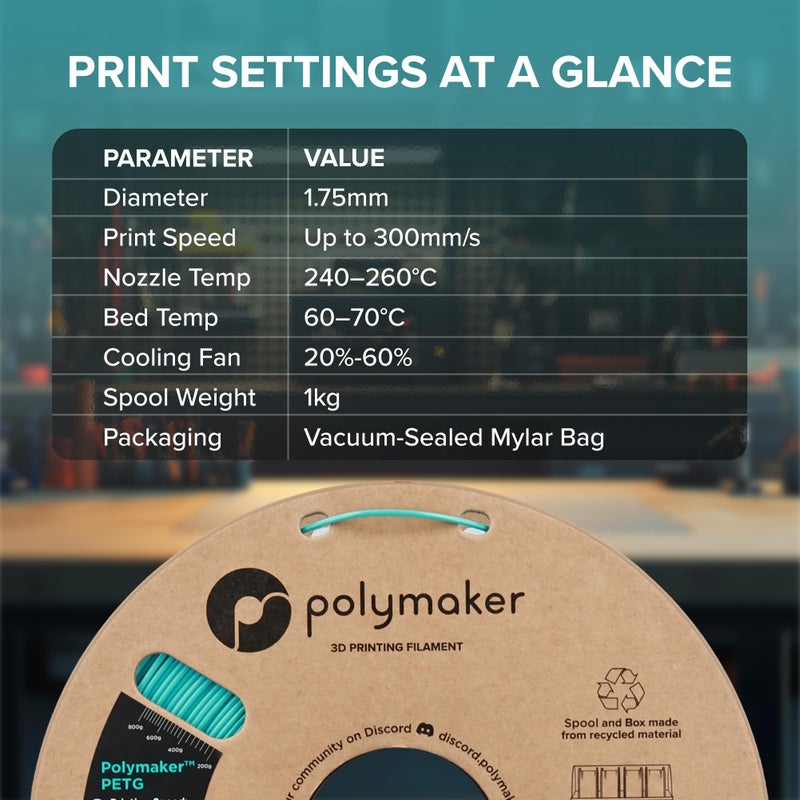 Polymaker PETG Dark Grey 3D Printer Filament 1.75mm 1kg, High Speed PETG up to 300mm/s, High Strength New Formula, Excellent Layer Adhesion, Warp Free, Compatible with Most 3D Printers - Image 4