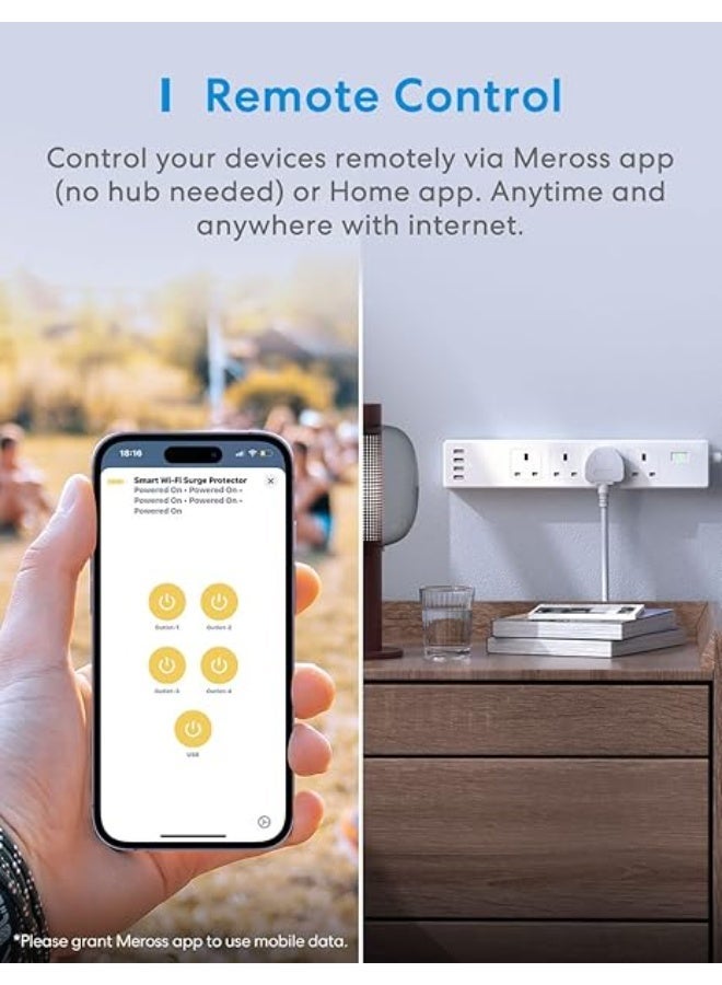 Meross Smart Power Strip - Apple HomeKit, Alexa, Google Home Compatible - 4 AC Outlets, 4 - Image 3