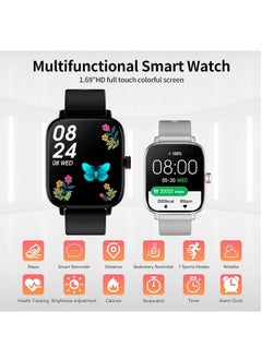 Generic 1.69-inch Full Touch Answer/Make Call Android Smartwatch for Women and Men, Fitness Tracker with Heart Rate/Sleep Monitor/Calorie/Step Counter/Fitness Watch, Compatible Android/iOS (Black)  - Image 2