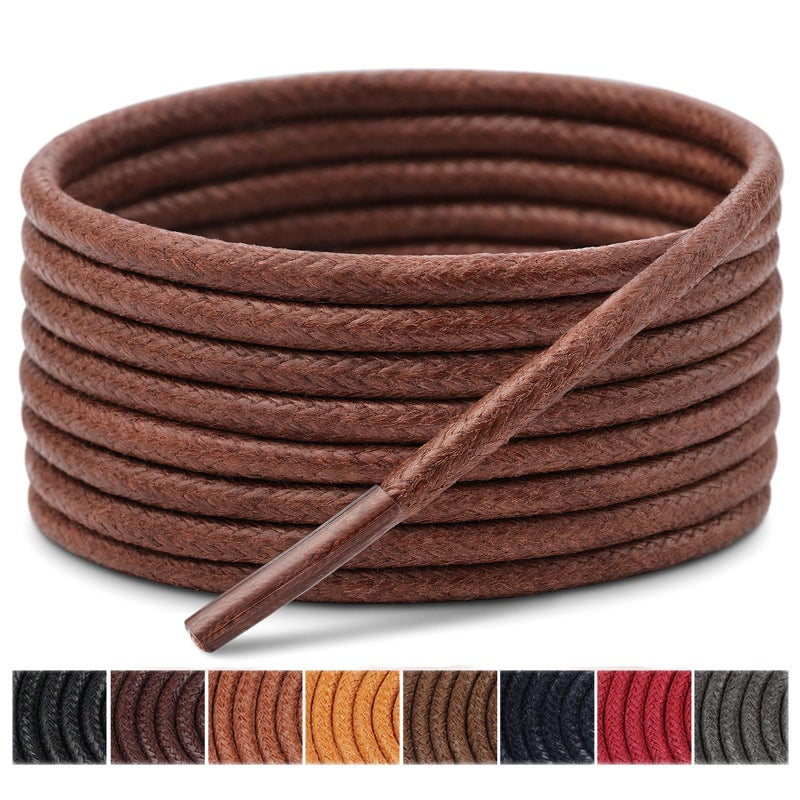 Handshop 3 Pairs Dress Shoe Laces for Men, Replacement Shoelaces for Dress Shoes, Waxed Round Shoe Strings for Womenâ€™s Oxford Shoes and Chukka(Brown, 31.5") - Image 1