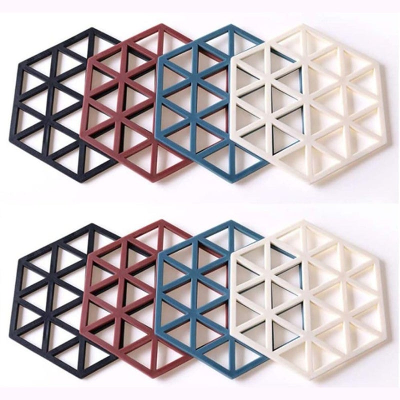BENCI BENCI Large Hexagon Silicone Coasters 6.3” Silicone Trivet Mats Kitchen Hot Pads Pot/Pan mat, Big Coasters for Drinks, for Outdoor Table, Hot Dishes, Countertop (Multi, Set of 8) - Image 1