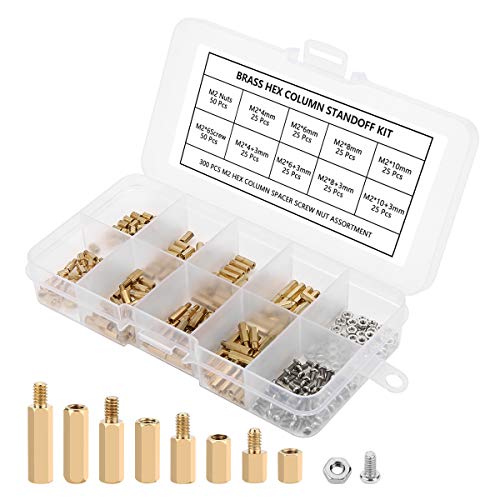 Mayitr 300pcs M2 Brass Standoff Kit Hex Column Spacer Standoff Screw Motherboard Standoffs Nut Assortment with Box - Image 2